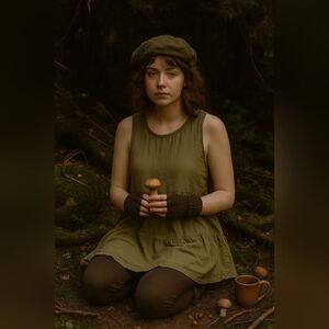 Olive Green Tiered Sleeveless Tunic Top M Gremlincore Cottagecore Boho Earthy Fe